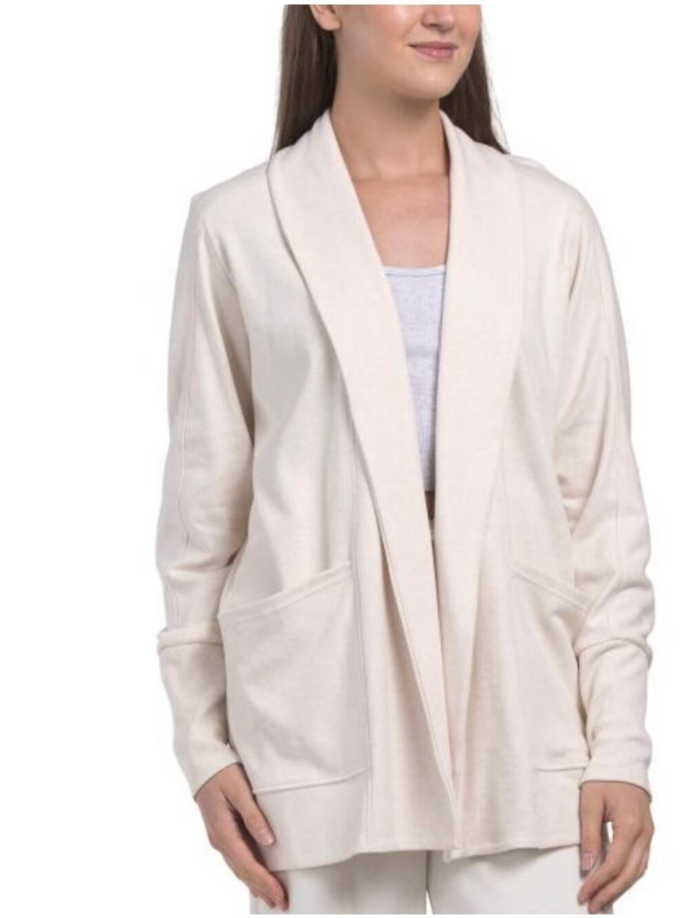 Pact Women's Organic Cotton Airplane Wrap Cardigan Cozy Cream Size M/L